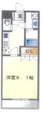 ベルグラース(1K/1階)の間取り写真