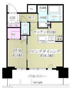 品川イーストシティタワー(1LDK/7階)の間取り写真