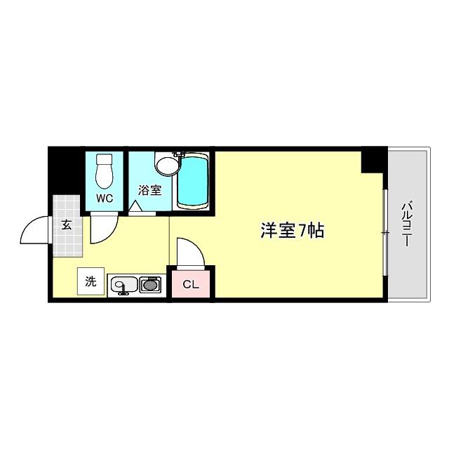 LAKIAMAISON弁天町(1K/6階)の間取り写真