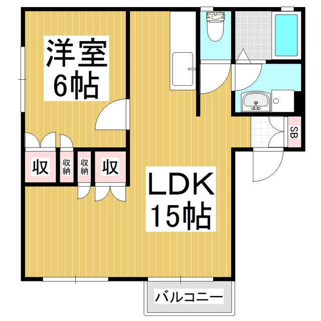 メゾンローズ(1LDK/2階)の間取り写真
