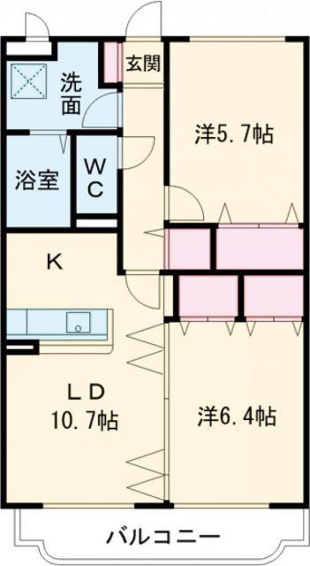 グリーンステージI(2LDK/2階)の間取り写真