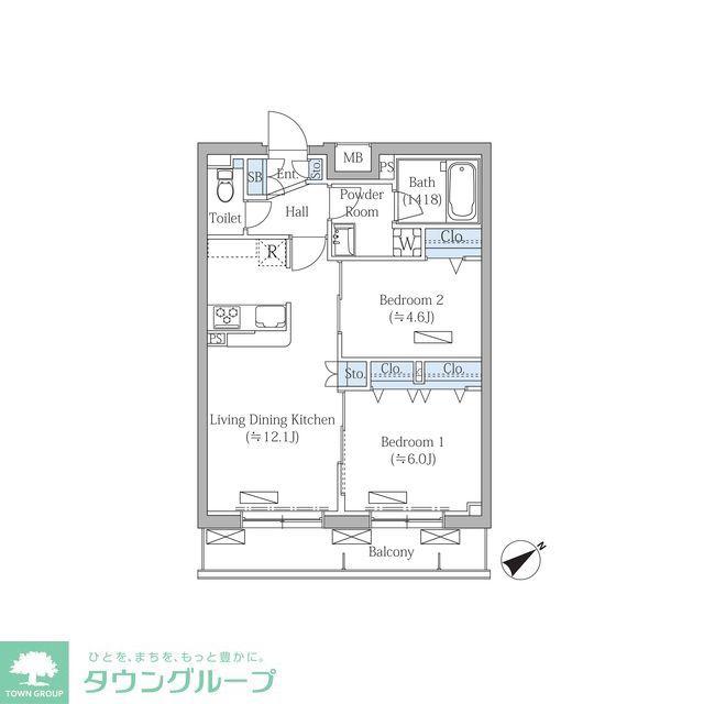 ROVINE目黒東山(2LDK/4階)の間取り写真