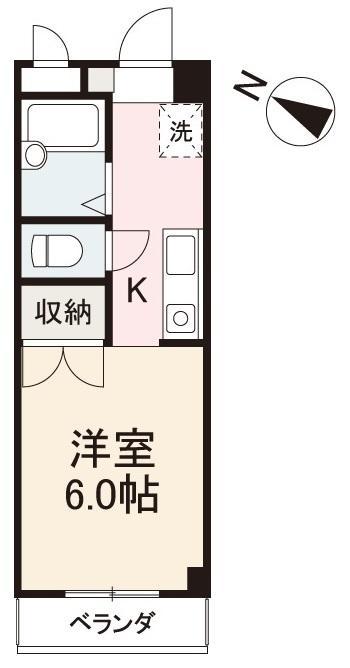 ヴィラ・アンソレイエ栗林南(1K/4階)の間取り写真