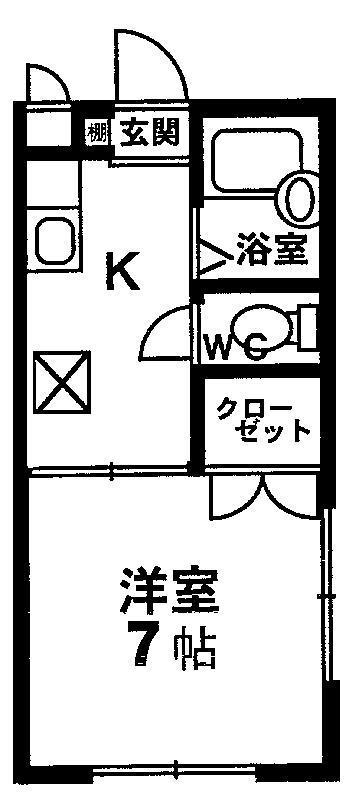 第2プリマス(1K/2階)の間取り写真
