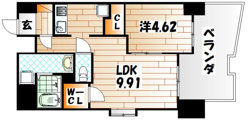ブルースクエア響III(1LDK/3階)の間取り写真