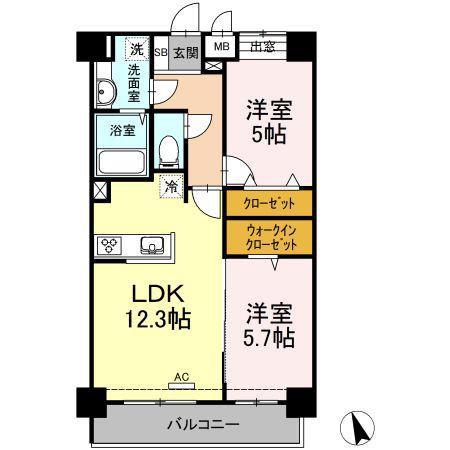 PLUM VILLAGE(2LDK/5階)の間取り写真