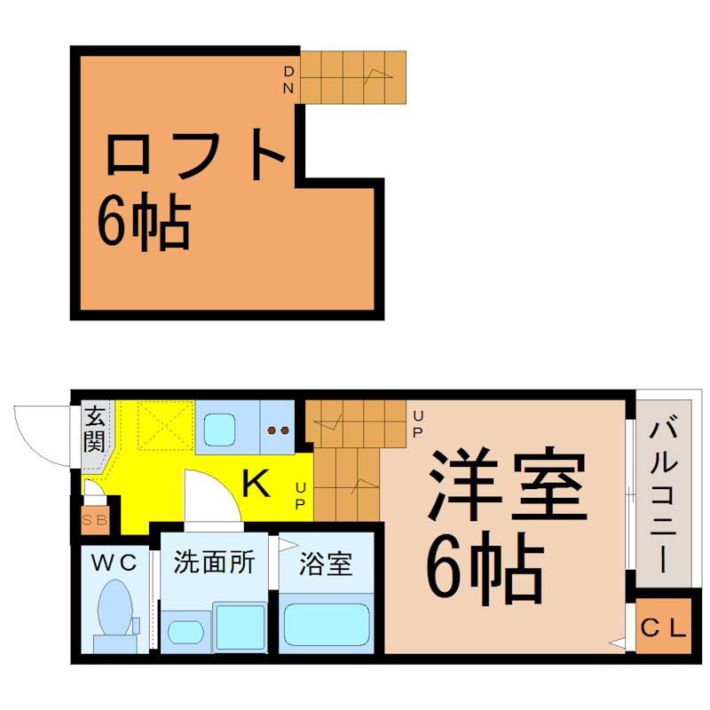 ハーモニーテラス四番II(1SK/2階)の間取り写真