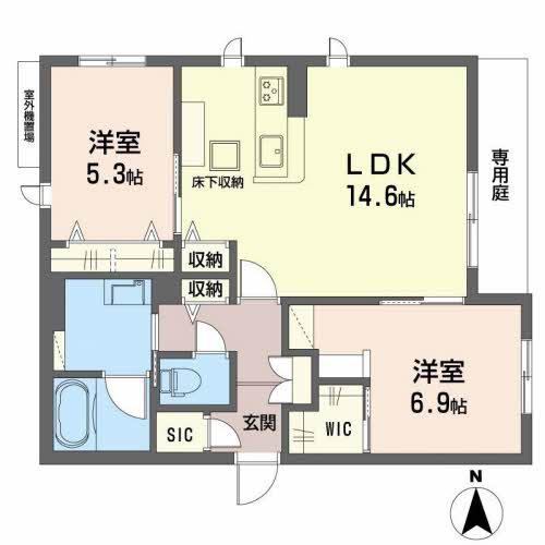 SHAMAISON RINO(2LDK/1階)の間取り写真