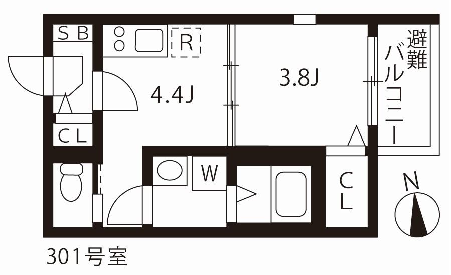 シアヴィータ名古屋(1DK/3階)の間取り写真