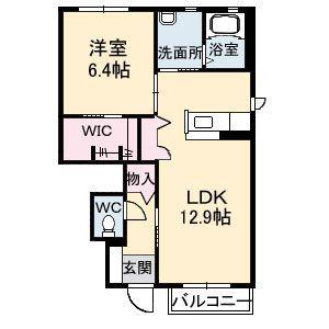 シャーメゾンみずほB棟(1LDK/1階)の間取り写真
