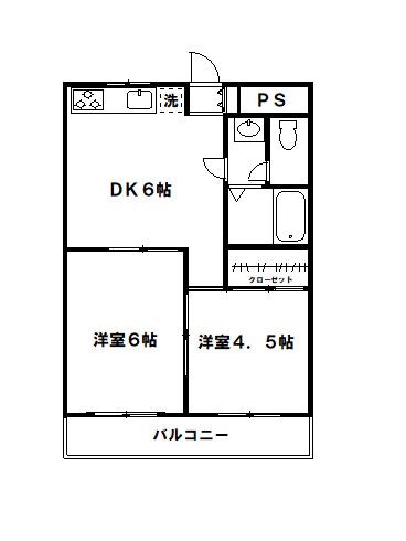 アイビーハウス(2DK/3階)の間取り写真
