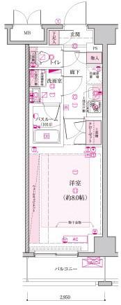 ARTECASA ALIVIE 綾瀬(1K/2階)の間取り写真