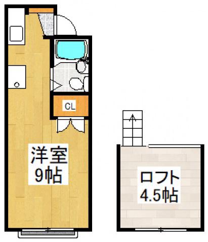 パインハイム(ワンルーム/2階)の間取り写真
