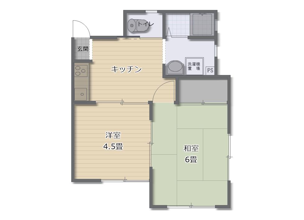コーポ吉野(2K/2階)の間取り写真