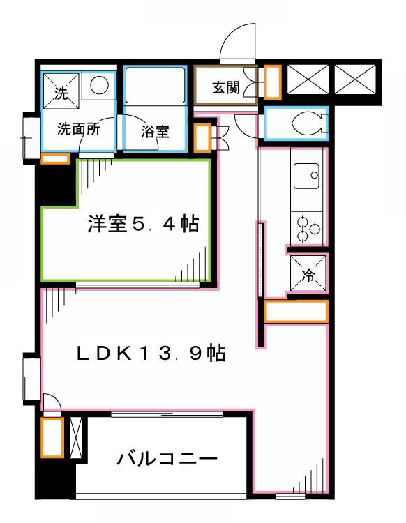 ヴェルティーク新中野(1LDK/3階)の間取り写真