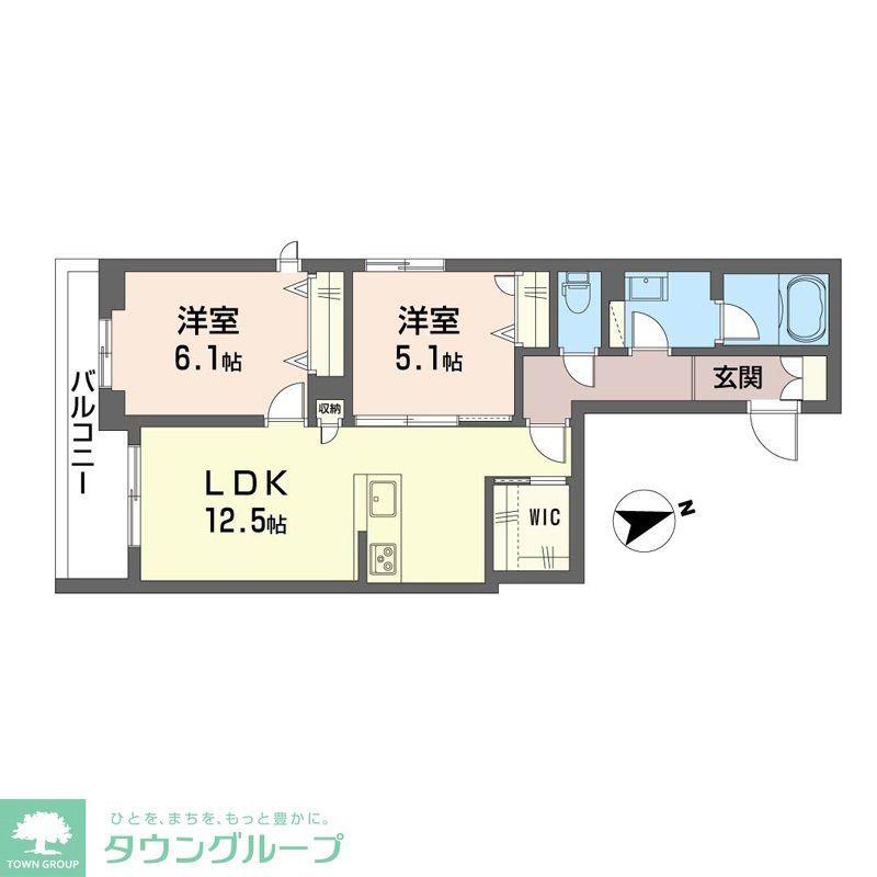 ルリアン(2LDK/1階)の間取り写真