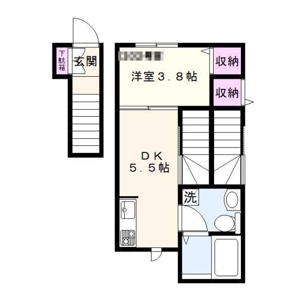 ハル外苑(1DK/2階)の間取り写真