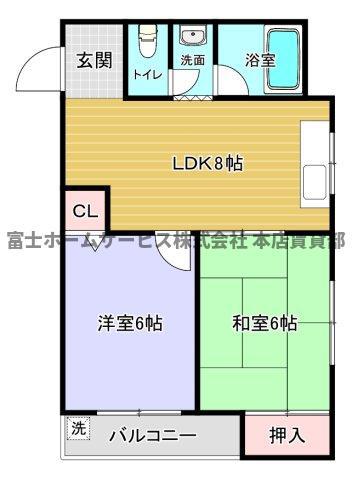 メゾン住吉(2LDK/2階)の間取り写真