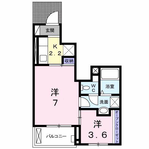 マリーアンジュII B(1LDK/1階)の間取り写真