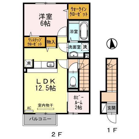 D-ROOMアネーロ(1LDK/2階)の間取り写真