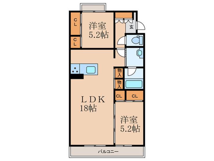 シャーメゾン優蒼の杜 壱番館(2LDK/1階)の間取り写真