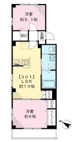 SUNS三軒茶屋(2LDK/3階)の間取り写真