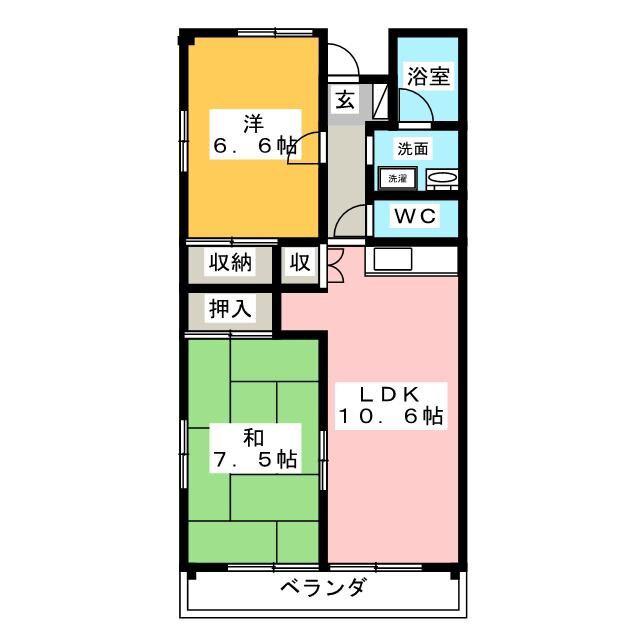 ドミール伏見(2LDK/1階)の間取り写真