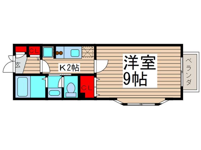 ベルフェン21(1K/2階)の間取り写真