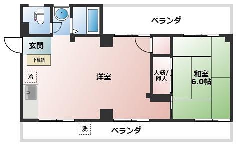 丸屋ビル(1DK/3階)の間取り写真