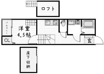 ケイ・エスパシオ曽根(1SK/1階)の間取り写真
