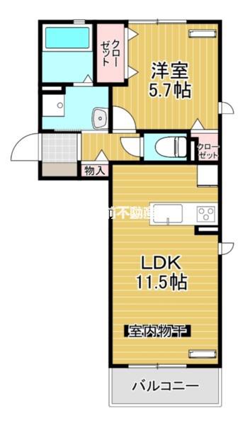 ロータスヒル A棟(1LDK/1階)の間取り写真
