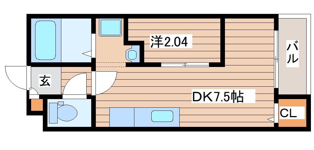 プラシード幸町(1DK/3階)の間取り写真