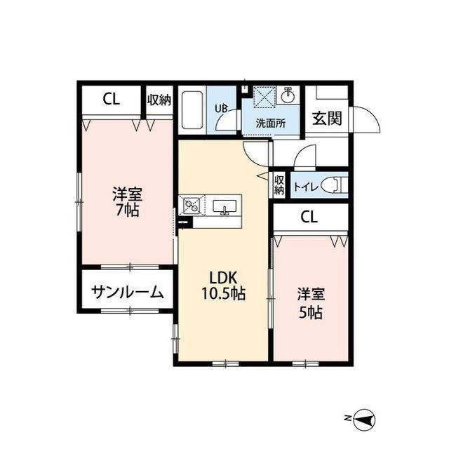シャンドラ(2LDK/1階)の間取り写真