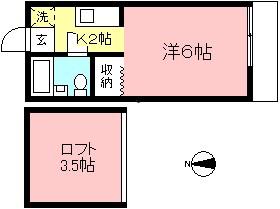 プランタンヨダ(1K/2階)の間取り写真