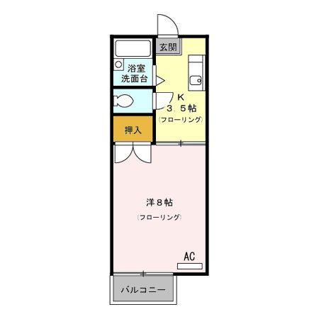 グリーンテラス都北(1K/2階)の間取り写真