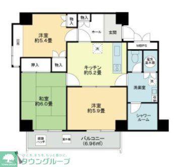 メガロン御殿山(3K/6階)の間取り写真