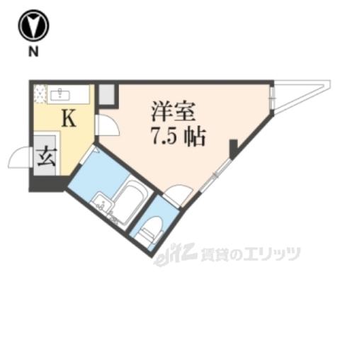 アミスタ堀川(1K/3階)の間取り写真