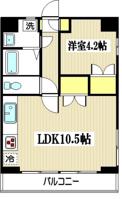 松本ハイツ(1LDK/2階)の間取り写真