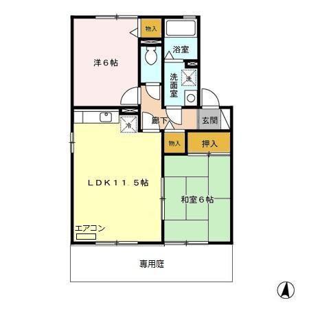 マシオーレ(2LDK/1階)の間取り写真
