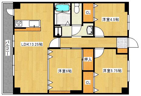 メルティング(3LDK/3階)の間取り写真