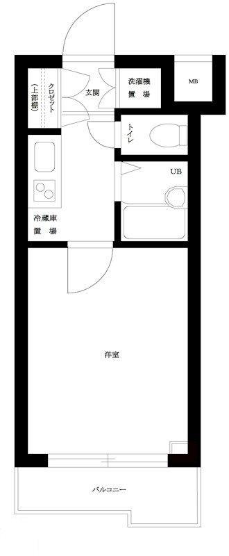 ルーブル恵比寿サウスガーデン(1K/2階)の間取り写真