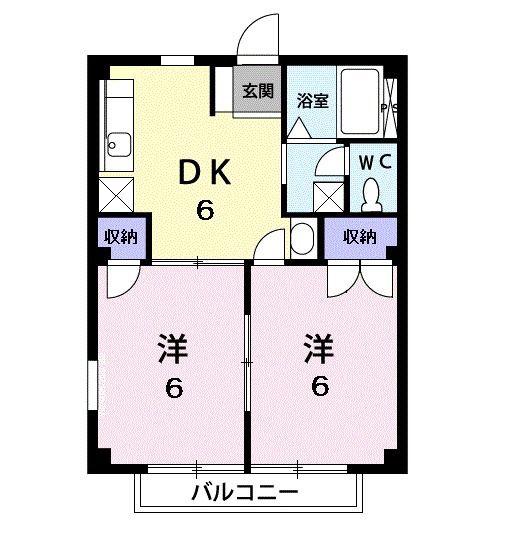 プラムハイツA(2DK/1階)の間取り写真