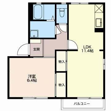 フレグランスこんどう B(1LDK/1階)の間取り写真