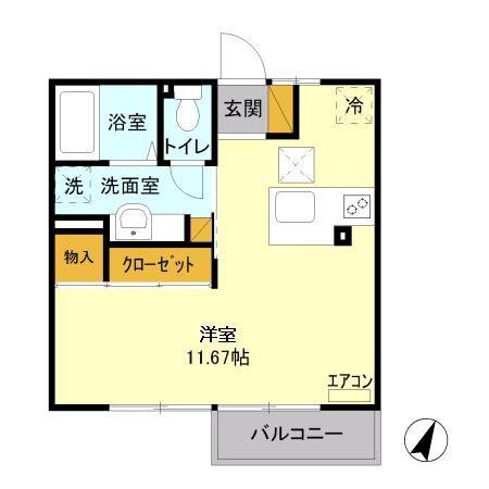 グリーンハイツA(ワンルーム/1階)の間取り写真