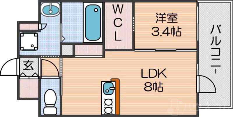 ソフィア住吉大社(ワンルーム/5階)の間取り写真