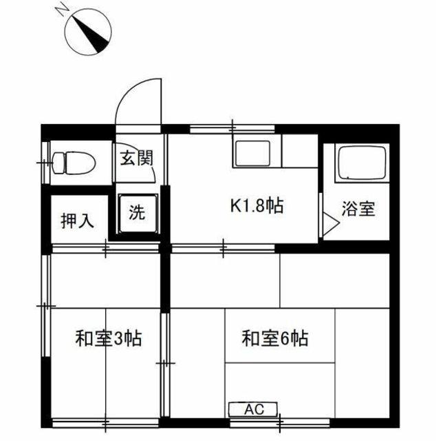 梶原荘(2K/2階)の間取り写真