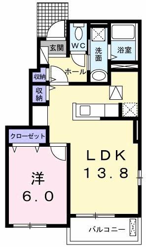 ボール・ド・ロー(1LDK/1階)の間取り写真