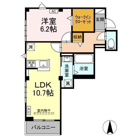 カーサ・ファミリオ(1LDK/3階)の間取り写真