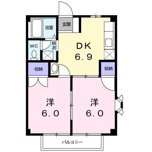 エルハイムA(2DK/2階)の間取り写真