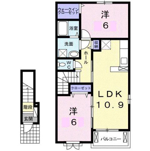 フィールドビーチ アマナ II(2LDK/2階)の間取り写真